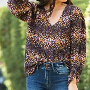 Ladies Willow & Root Ditzy Floral Print Blouse